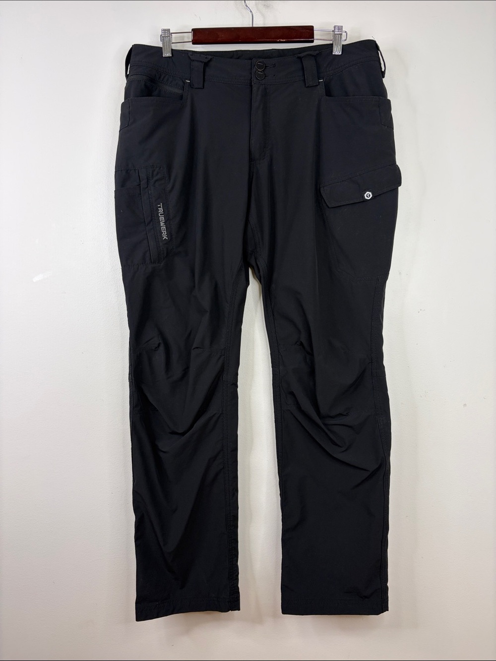 Truewerk T1 Werk Pants Mens 36 x 32 Black Stretch Pockets Utility Trades Work